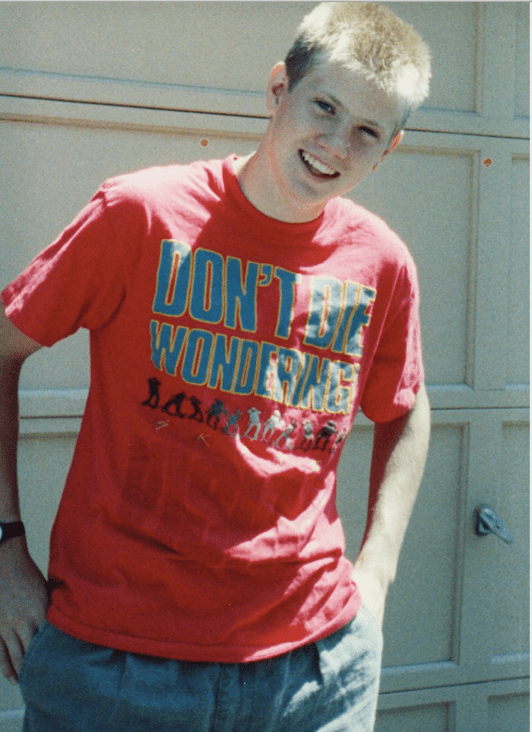 That’s my late son Peter at about age 15; he’d have been 47 on 5 September 2019.  He’s atop this so you can see the message on the tee-shirt, and I can tell you about it.